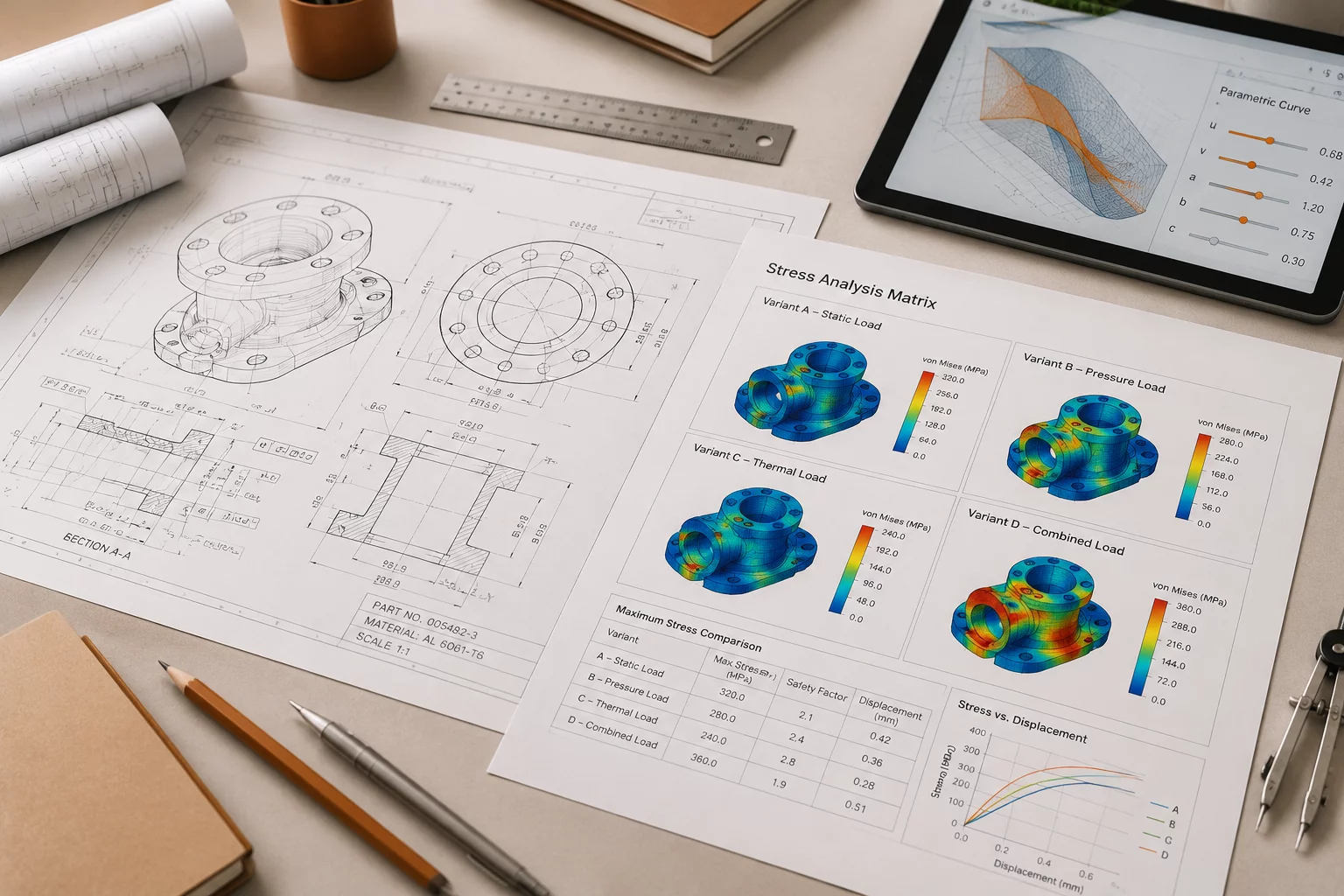 Engineering trade-off matrix documentation and parametric graphs